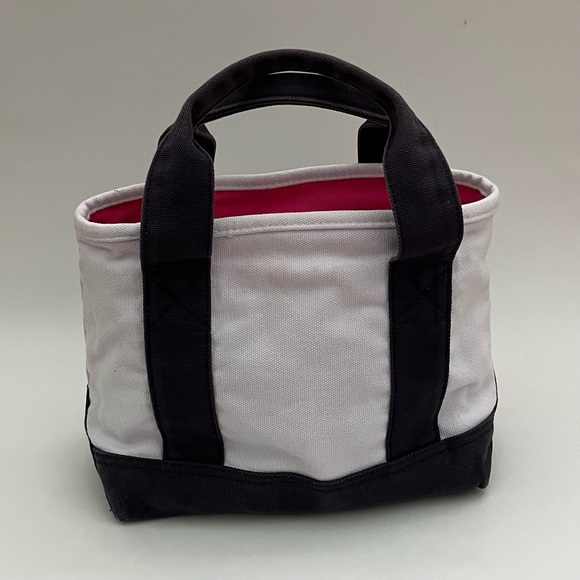 SOLD❗️ Polo Ralph Lauren Small Canvas Tote Big Pony Logo White Blue Preppy Bag - Picture 4 of 11